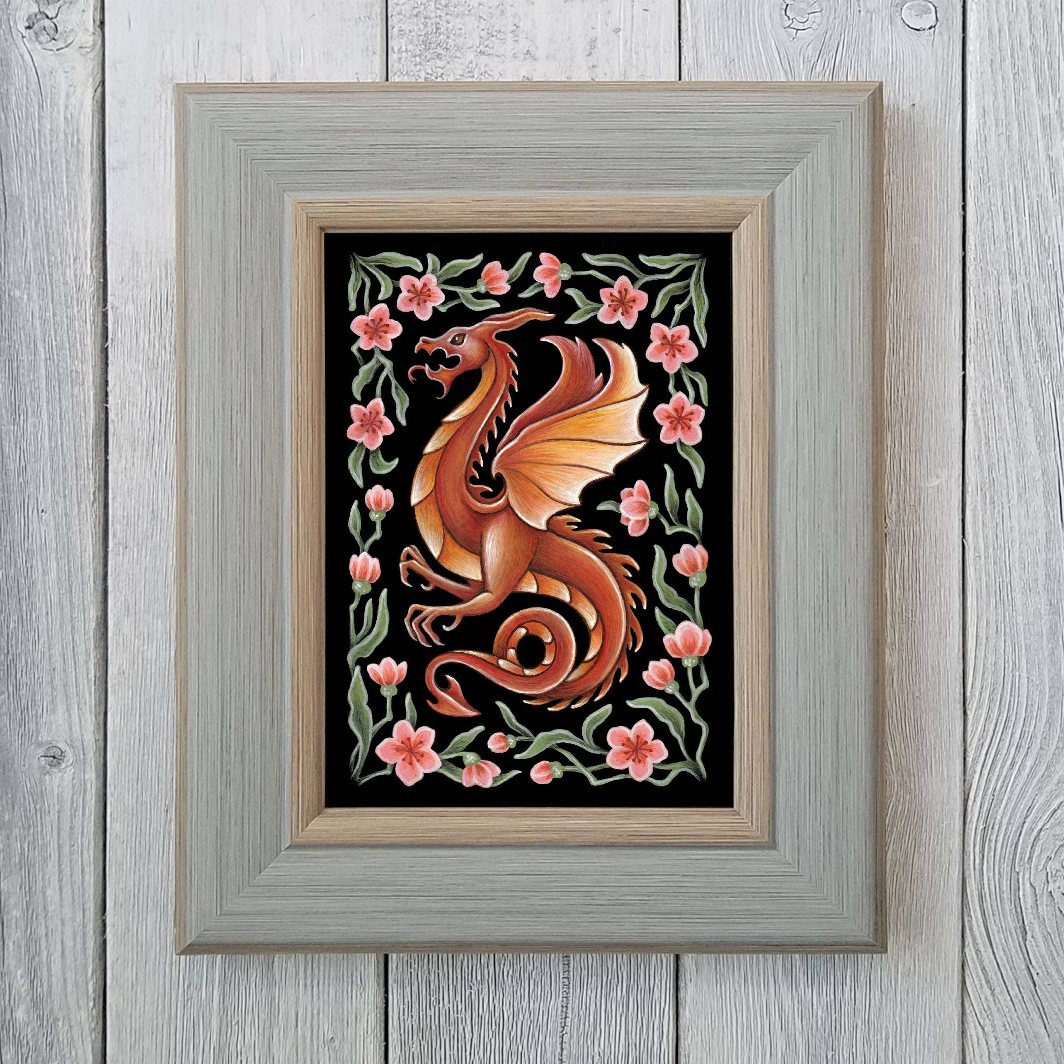 Dragon Art Print Folk Decor: 5x7